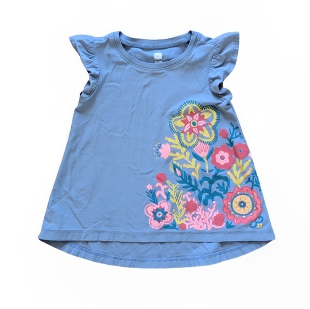 Tea Collection Floral Blue Top - Size 2-3T